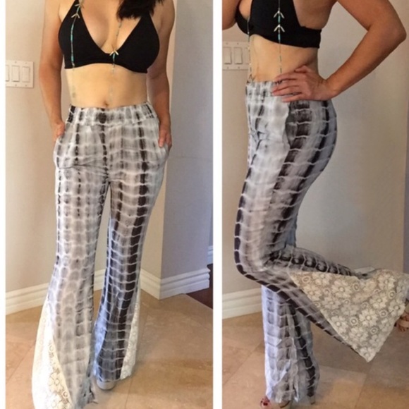 Cloudy Tie Dye Bell Bottom Pants main image 1